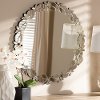 150-8876-RCW Contemporary Silver Petal Leaf Accent Wall Mirror - Ginny