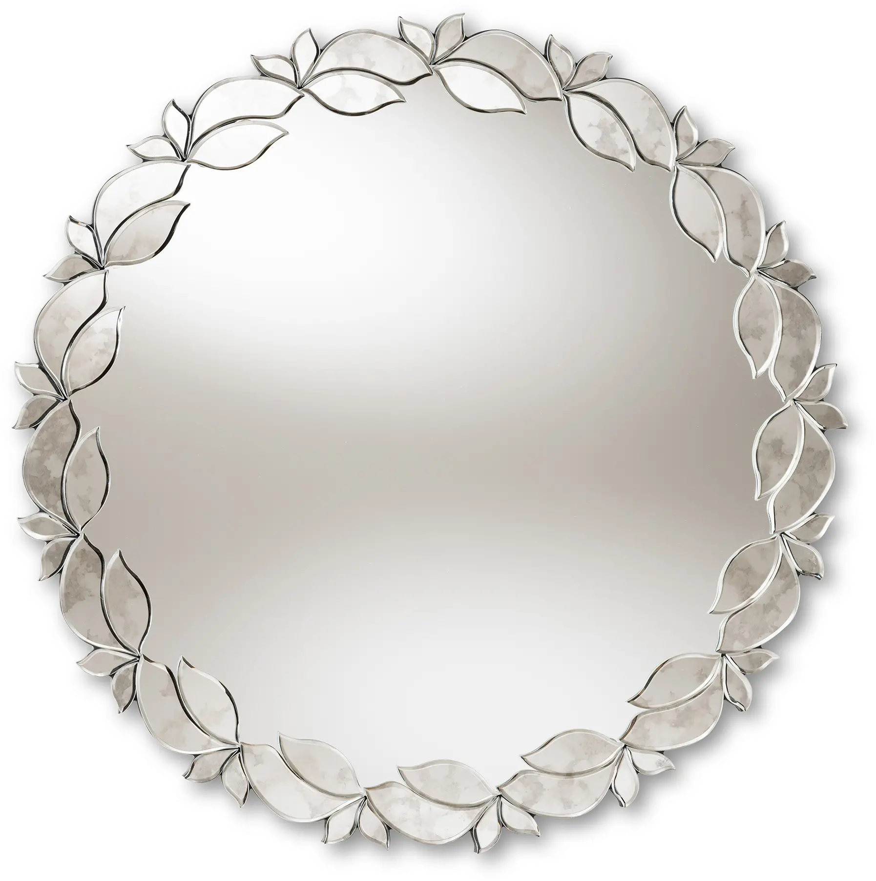 Contemporary Silver Petal Leaf Accent Wall Mirror - Ginny-2