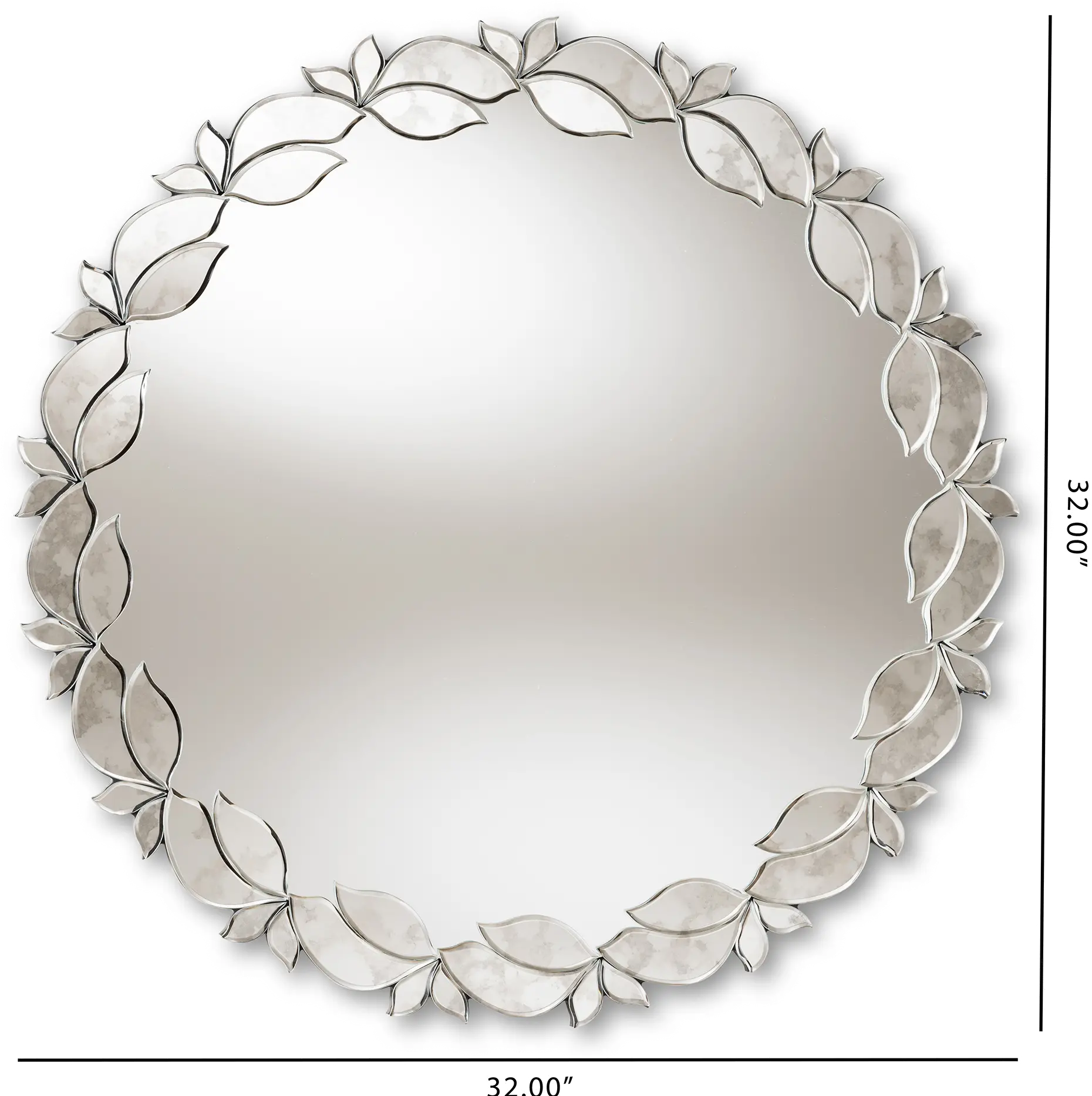Contemporary Silver Petal Leaf Accent Wall Mirror - Ginny-3