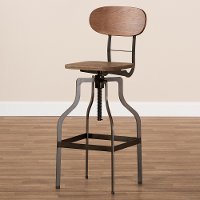 Industrial Wood and Steel Adjustable Bar Stool - Carter-2