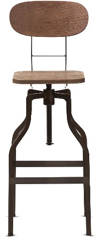 Industrial Wood and Steel Adjustable Bar Stool - Carter-3