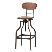Industrial Wood and Steel Adjustable Bar Stool - Carter-4
