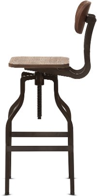 Industrial Wood and Steel Adjustable Bar Stool - Carter-5