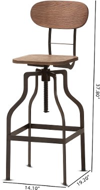 Industrial Wood and Steel Adjustable Bar Stool - Carter-8