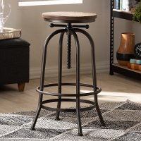 150-9121-RCW Wood and Steel Adjustable Swivel Bar Stool - Augustine