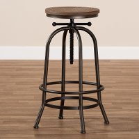 150-9121-RCW Wood and Steel Adjustable Swivel Bar Stool - Augustine-2