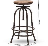 150-9121-RCW Wood and Steel Adjustable Swivel Bar Stool - Augustine-3