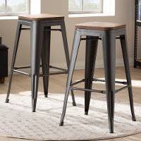 Industrial Brown and Gun Metal 30 Inch Stackable Bar Stool (Set of 2) - Melville