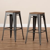 Industrial Brown and Gun Metal 30 Inch Stackable Bar Stool (Set of 2) - Melville-2