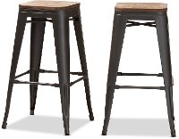 Industrial Brown and Gun Metal 30 Inch Stackable Bar Stool (Set of 2) - Melville-3