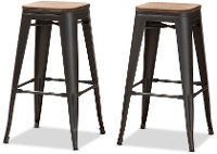 Industrial Brown and Gun Metal 30 Inch Stackable Bar Stool (Set of 2) - Melville-4