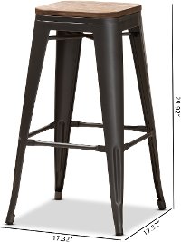 Industrial Brown and Gun Metal 30 Inch Stackable Bar Stool (Set of 2) - Melville-6
