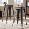 150-9126-RCW Industrial Brown and Gun Metal 30 Inch Stackable Bar Stool with Back (Set of 2)- Melville