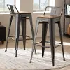 150-9126-RCW Industrial Brown and Gun Metal 30 Inch Stackable Bar Stool with Back (Set of 2)- Melville