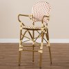 150-8984-RCW Beige and Red Bamboo Style Bar Stool - Ariella
