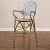 150-8986-RCW White and Gray Bamboo Style Bar Stool - Ariella