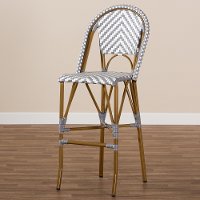 Gray and White Bamboo Style Stackable Bar Stool - Cassie