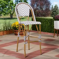 Gray and White Bamboo Style Stackable Bar Stool - Cassie-7