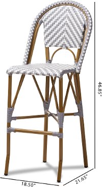 Gray and White Bamboo Style Stackable Bar Stool - Cassie-8