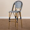 150-8993-RCW Blue and White Bamboo Style Stackable Bar Stool - Cassie