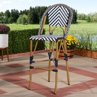 Blue and White Bamboo Style Stackable Bar Stool - Cassie-2