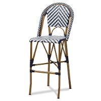 Blue and White Bamboo Style Stackable Bar Stool - Cassie-4