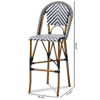 Blue and White Bamboo Style Stackable Bar Stool - Cassie-8