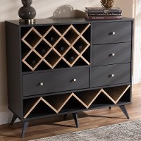 150-9235-RCW Mid Century Gray Wine Cabinet - Audrea