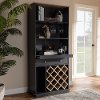 150-9002-RCW Contemporary Dark Gray Tall Wine Cabinet - Mattia