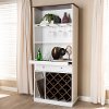150-9001-RCW Contemporary White Tall Wine Cabinet - Mattia