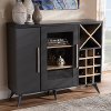 150-9004-RCW Mid Century Dark Gray and Oak Wine Cabinet - Laurie