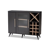 150-9004-RCW Mid Century Dark Gray and Oak Wine Cabinet - Laurie-5