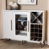 150-9003-RCW Mid Century White and Walnut Wine Cabinet - Laurie