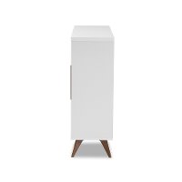 150-9003-RCW Mid Century White and Walnut Wine Cabinet - Laurie-5