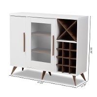 150-9003-RCW Mid Century White and Walnut Wine Cabinet - Laurie-8