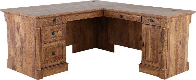 Palladia Vintage Oak L Shaped Corner, Oak L Shaped Desk With Drawers