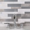 Contemporary Gray Stone and Silver Metal 6x24 Peel and Stick Mosaic Tile (Pack of 10) - SimpliTILE