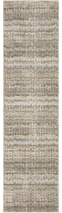 Atlas 8 Foot Casual Ivory and Gray Runner Rug