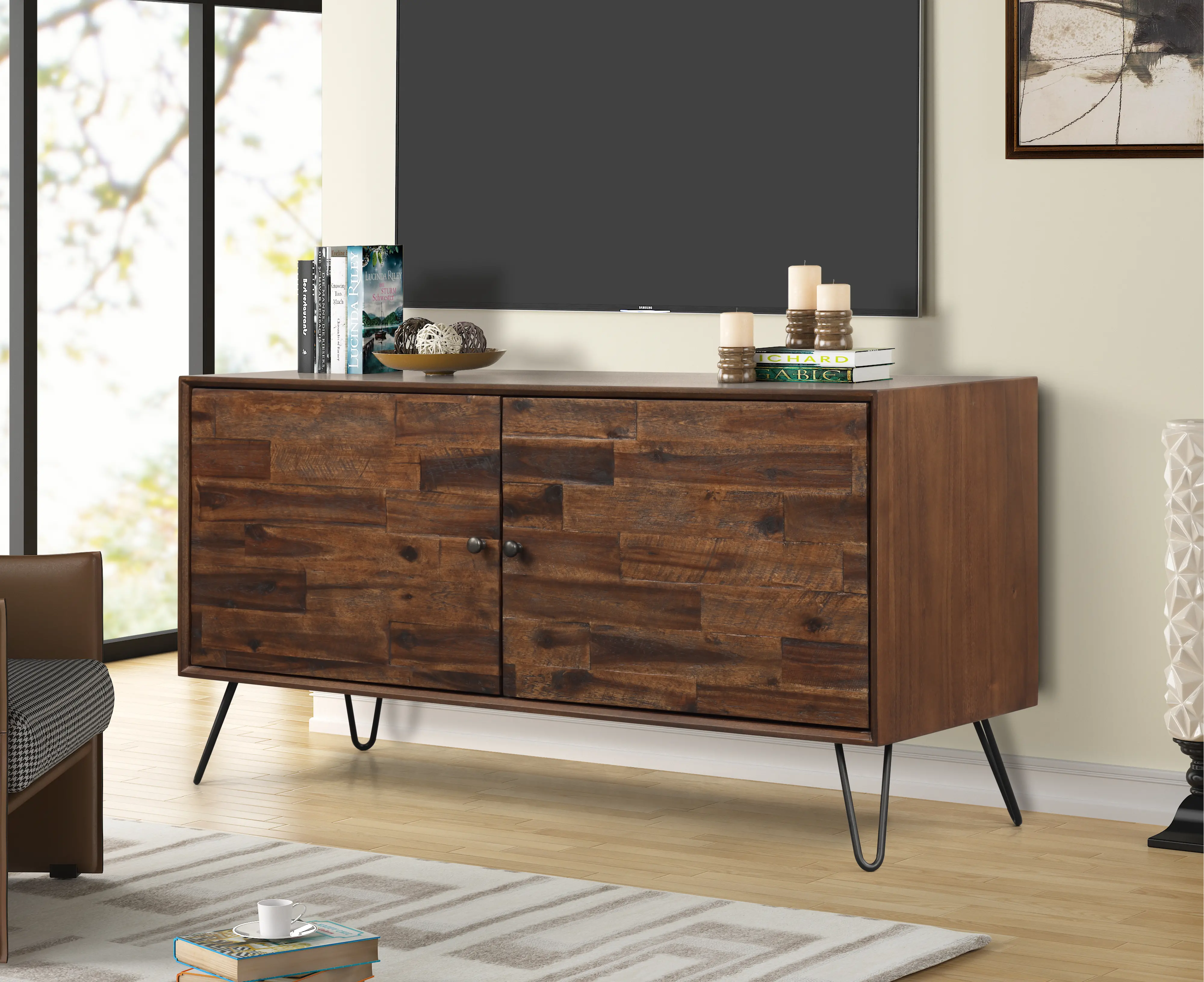 Longford Dark Brown 2-Door 48 TV Stand-1