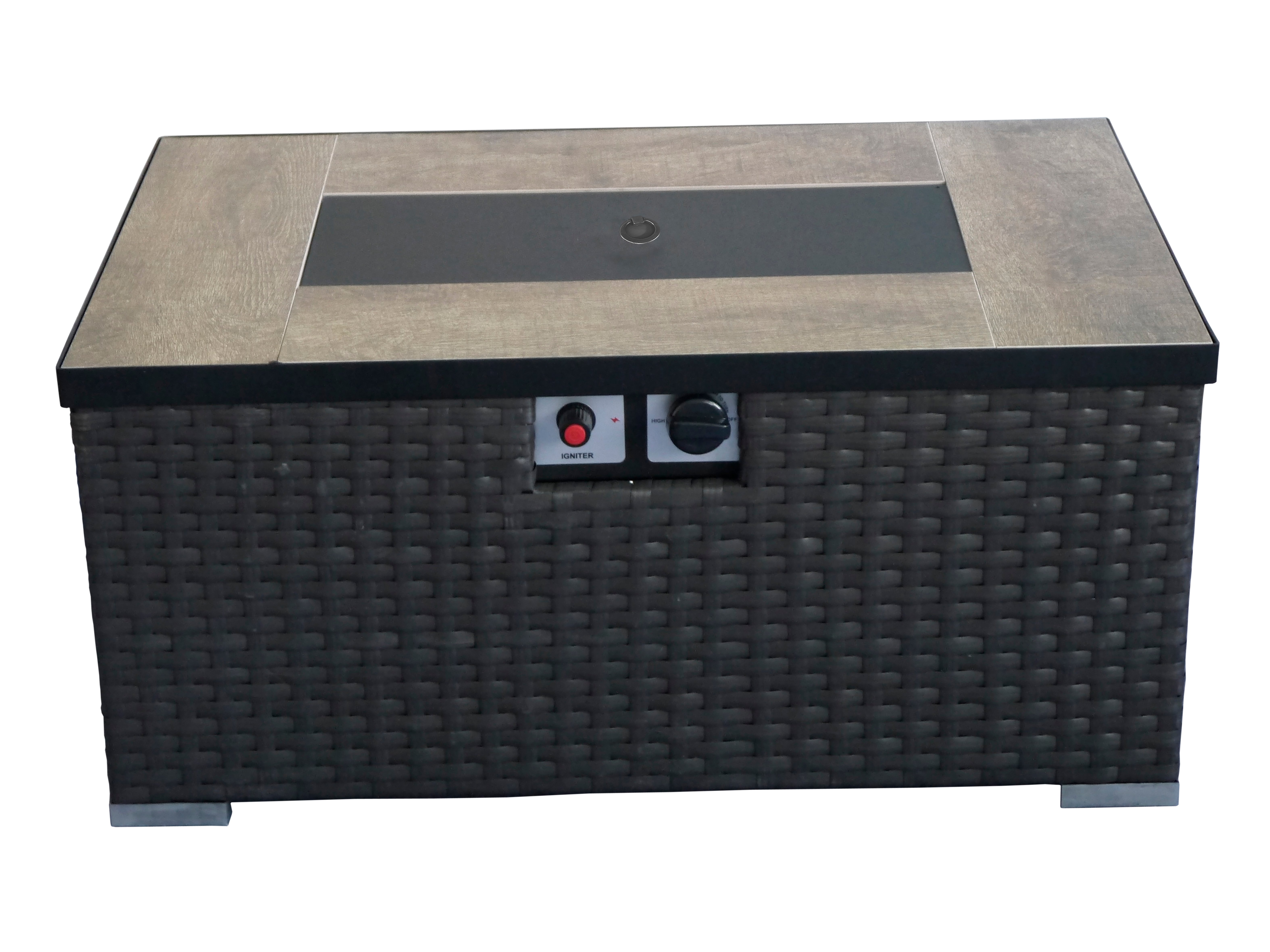 Dark Brown Woven Gas Fire Pit Table - Auburn-2