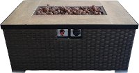 Dark Brown Woven Gas Fire Pit Table - Auburn Dark Brown Woven Gas Fire Pit Table and Propane Tank Protector