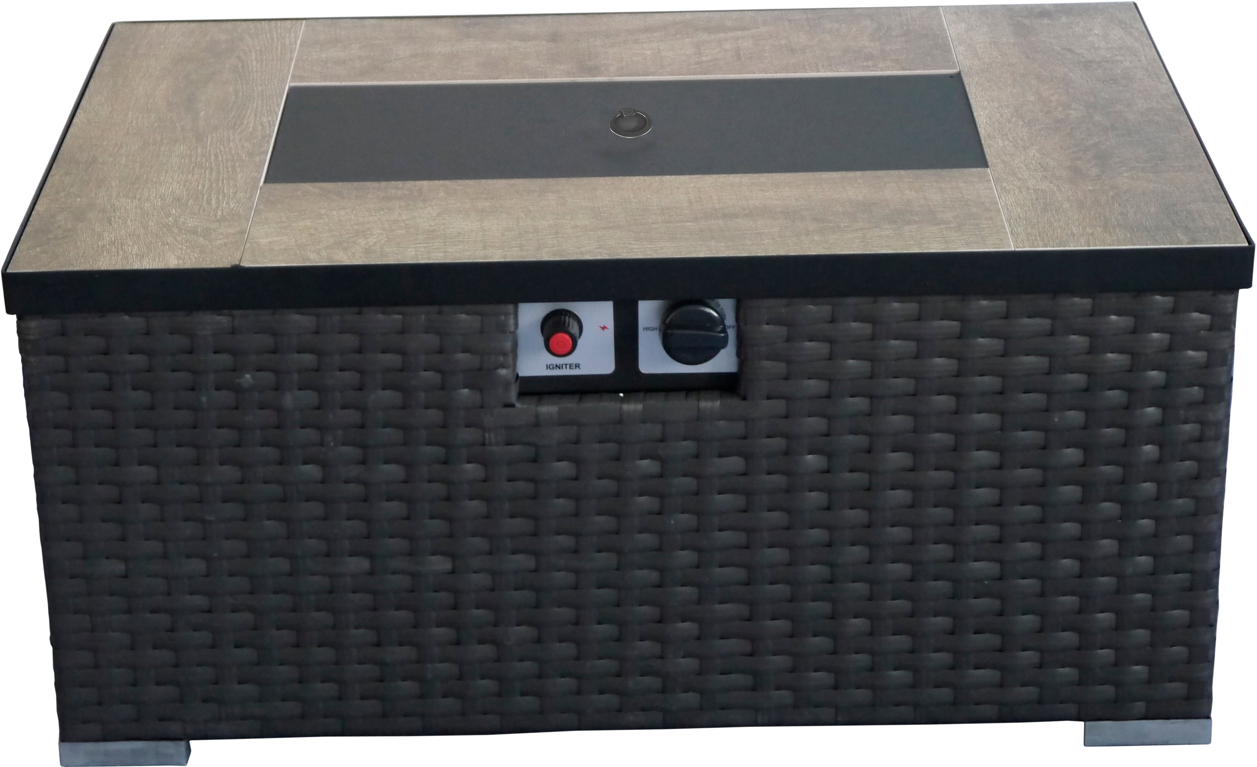 Dark Brown Woven Gas Fire Pit Table - Auburn Dark Brown Woven Gas Fire Pit Table and Propane Tank Protector-2