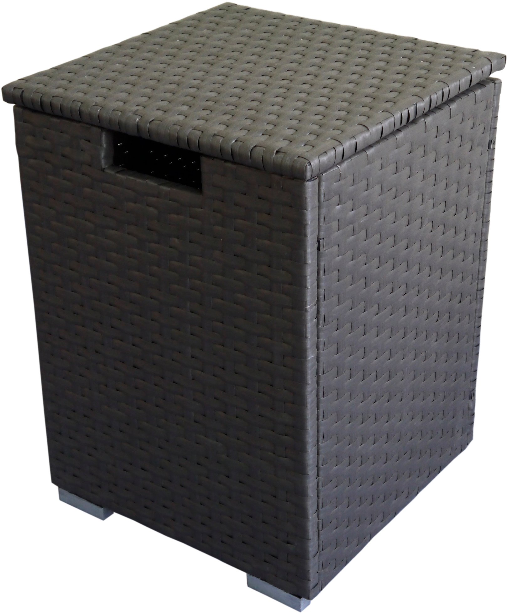Dark Brown Woven Gas Fire Pit Table - Auburn Dark Brown Woven Gas Fire Pit Table and Propane Tank Protector-8