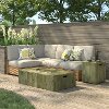 Weathered Wood Rectangular Gas Fire Pit with End Table - Panama