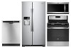 KIT Whirlpool 4 Piece Electric Kitchen Appliance Package with 24.5 cu. ft. Side by Side Refrigerator - Stainless Steel