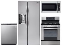KIT LG 4 Piece Gas Kitchen Appliance Package with 26.2 cu. ft. Refrigerator - Stainless Steel