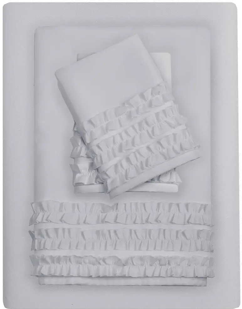 White Full Flirty Ruffle 6 Piece Sheet Set-2