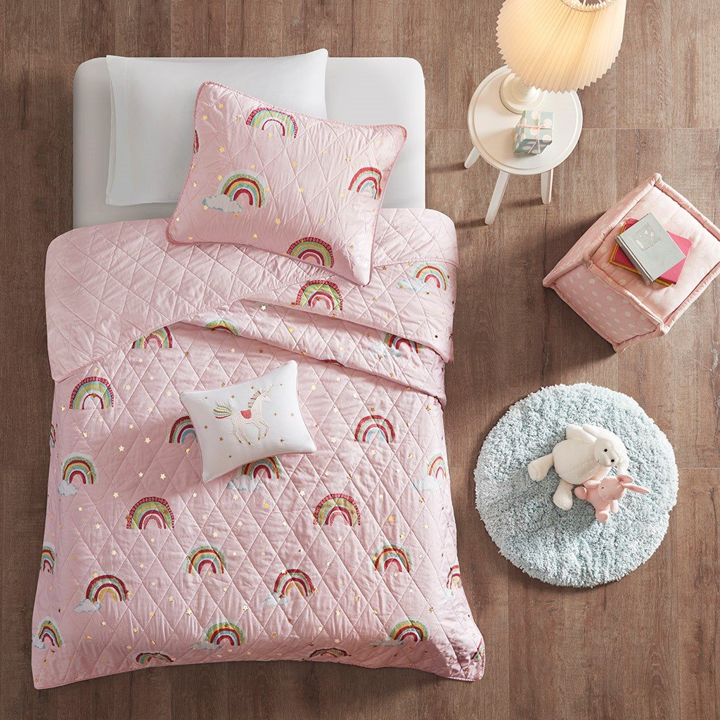 Pink and Rainbow Full Alicia 4 Piece Bedding Collection-1