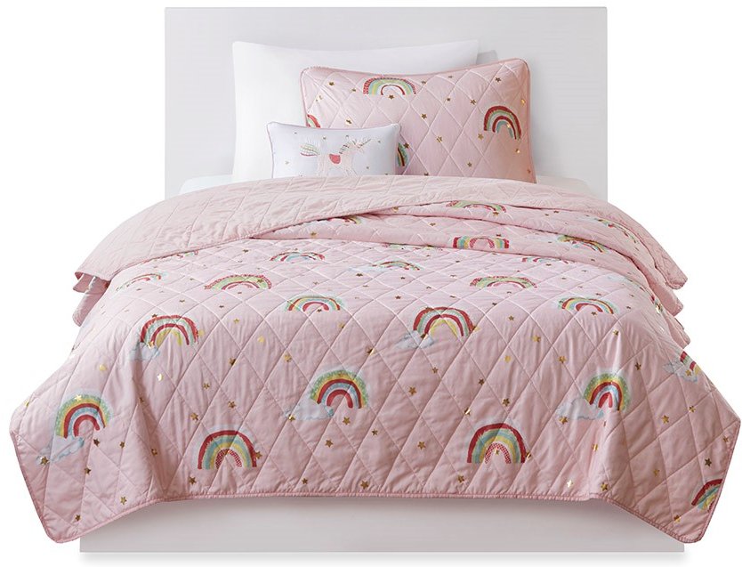 Pink and Rainbow Full Alicia 4 Piece Bedding Collection-3