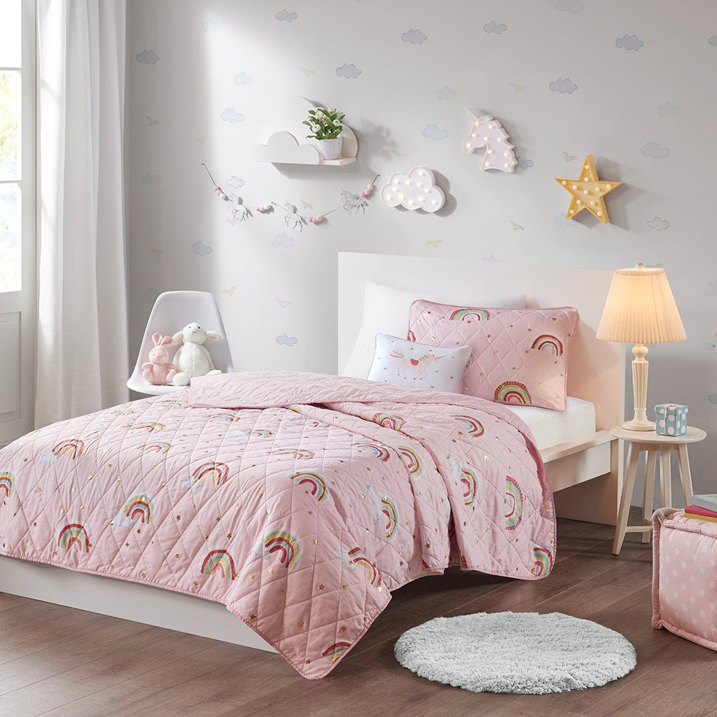 Pink and Rainbow Full Alicia 4 Piece Bedding Collection-4